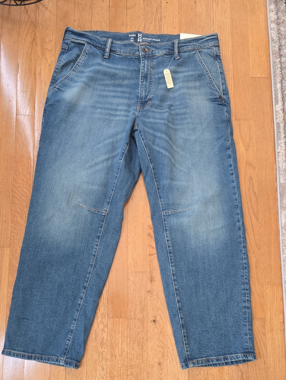 Mutual Weave Brand Relaxed Fit Men's Jeans Washed Blue Casual Comfort Size 38